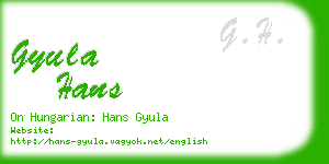 gyula hans business card